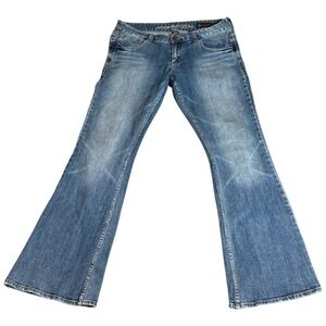 Jimmy'Z Flare Jeans Womens 12 Blue Denim Low Rise Medium Wash Casual 33x30 90s